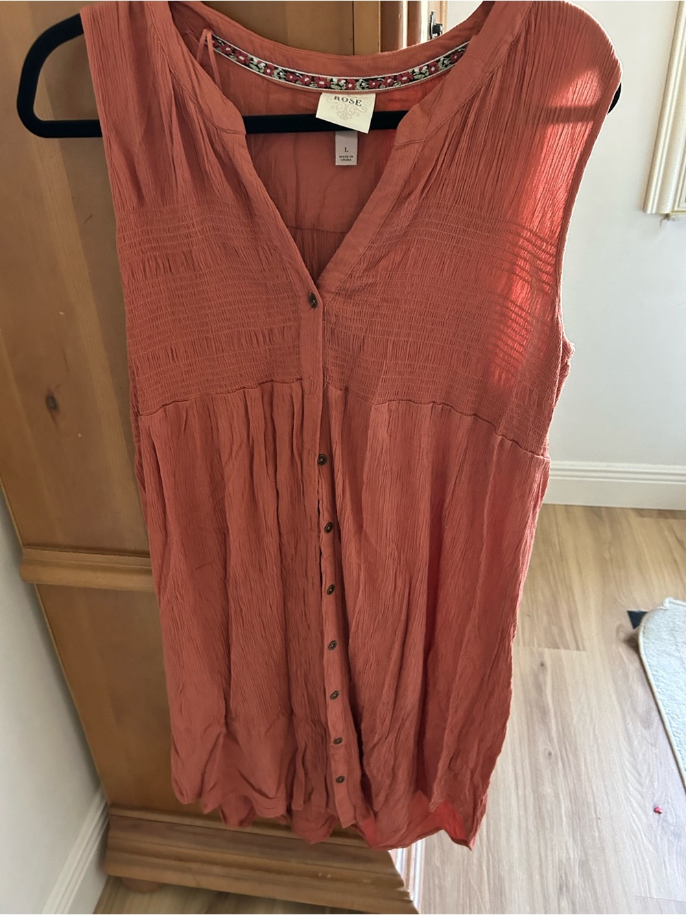 Knox Rose Coral-Orange Button-Front Midi Dress